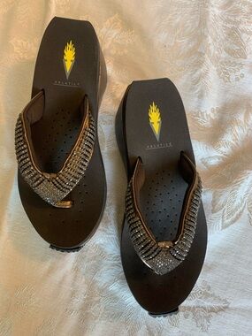 Volatile Women's Bronze Crystal-Embellished Wedge Sandals